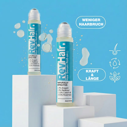RevHair Roll-on Haarserum Mehrfachpackung auf Podest - Effektive Lösung gegen Haarausfall